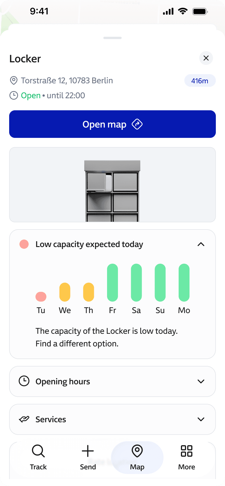 Locker detail with capacity
