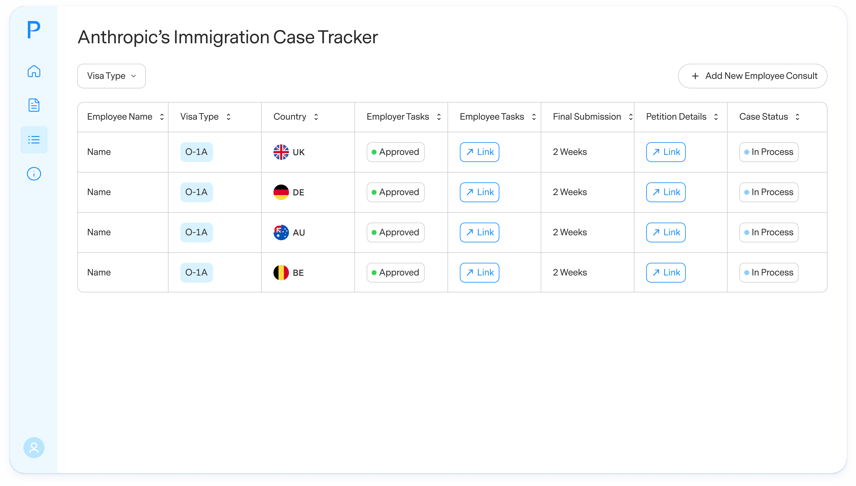 Employer case tracker