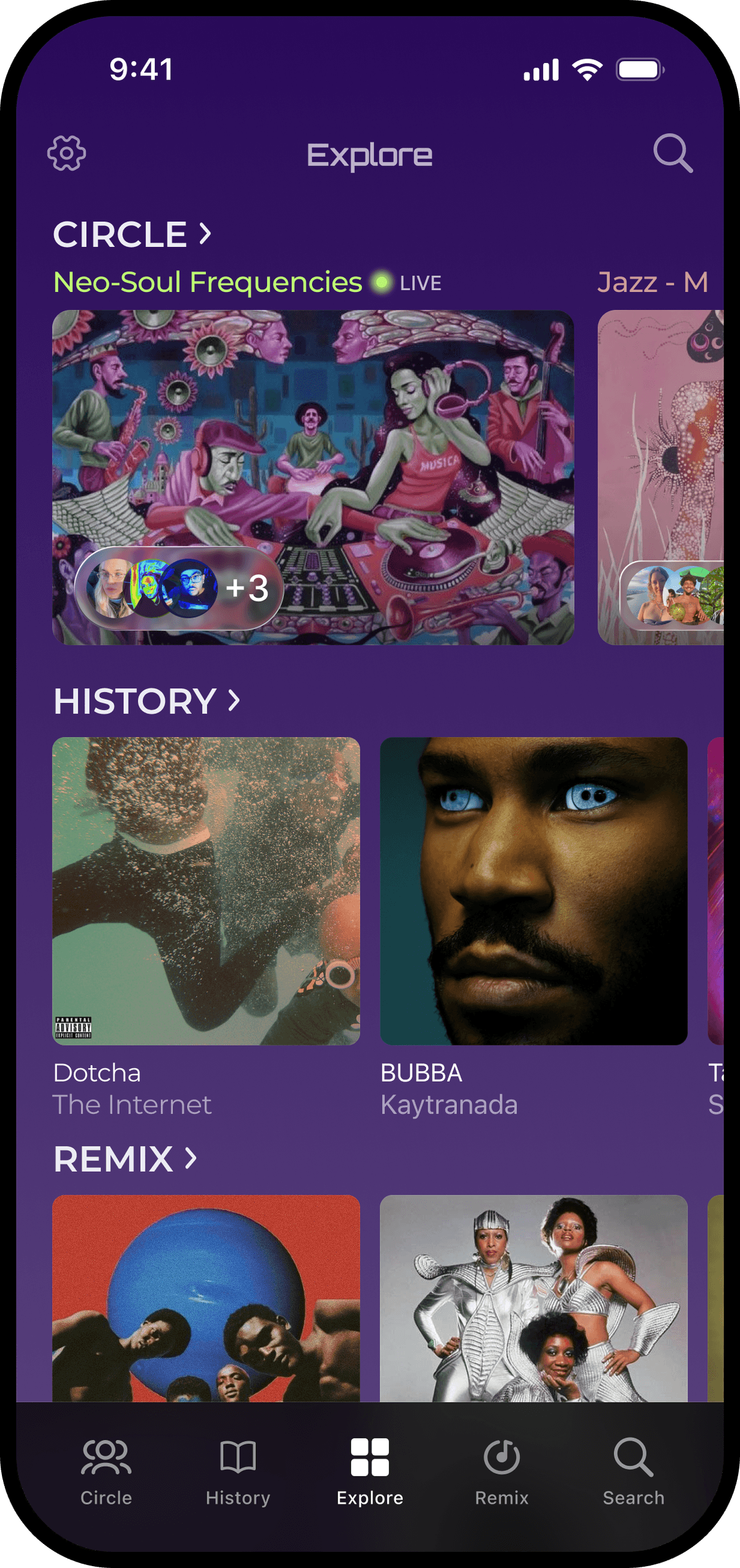 Explore screen